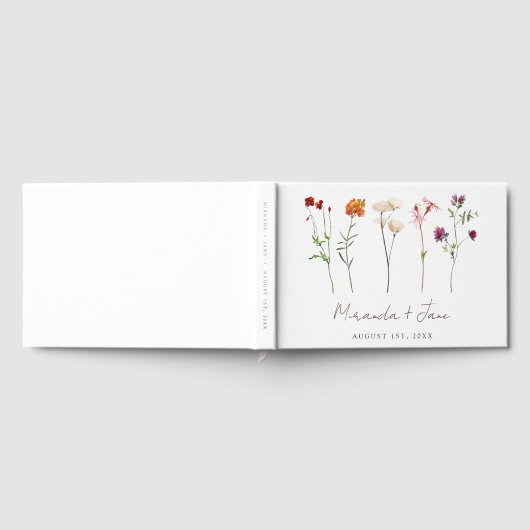 Minimale Wildflower Lesbische Pride Floral bruilof Gastenboek (Volledig)