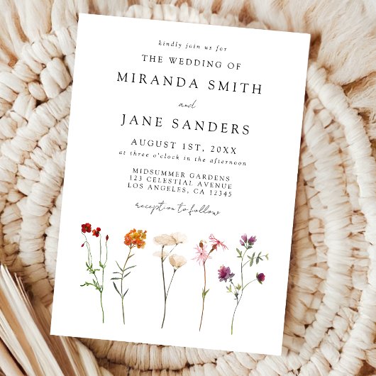 Minimale Wildflower Lesbische Pride Floral bruilof Kaart