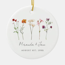 Minimale Wildflower Lesbische Pride Floral bruilof Keramisch Ornament