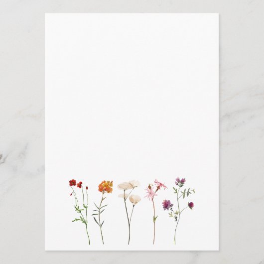 Minimale Wildflower Lesbische Pride Floral bruilof Menu (Achterkant)