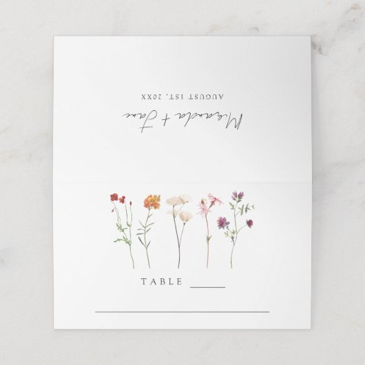 Minimale Wildflower Lesbische Pride Floral bruilof Plaatskaartje (Buitenkant ongevouwen)