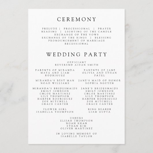 Minimale Wildflower Lesbische Pride Floral bruilof Programmakaart (Achterkant)