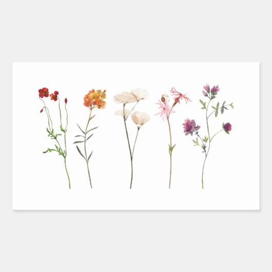 Minimale Wildflower Lesbische Pride Floral bruilof Rechthoekige Sticker (Voorkant)