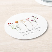 Minimale Wildflower Lesbische Pride Floral bruilof Ronde Kartonnen Onderzetter (Gebogen)