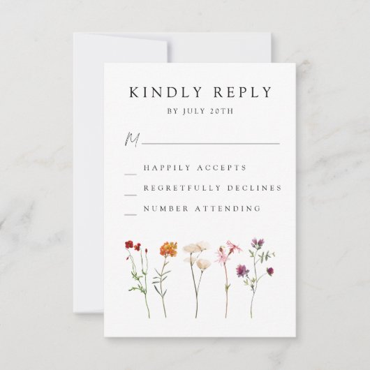 Minimale Wildflower Lesbische Pride Floral bruilof RSVP Kaartje (Voorkant)