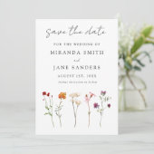 Minimale Wildflower Lesbische Pride Floral bruilof Save The Date (Staand voorkant)