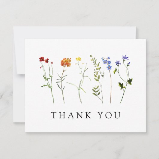 Minimale Wildflower LGBTQ Gay Pride Bloemenbruilof Bedankkaart (Voorkant)
