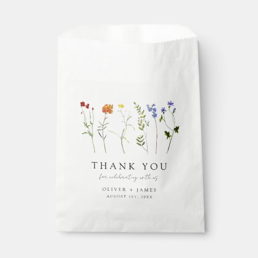 Minimale Wildflower LGBTQ Gay Pride Bloemenbruilof Bedankzakje (Voorkant)