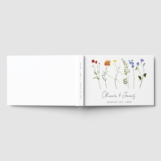 Minimale Wildflower LGBTQ Gay Pride Bloemenbruilof Gastenboek (Volledig)