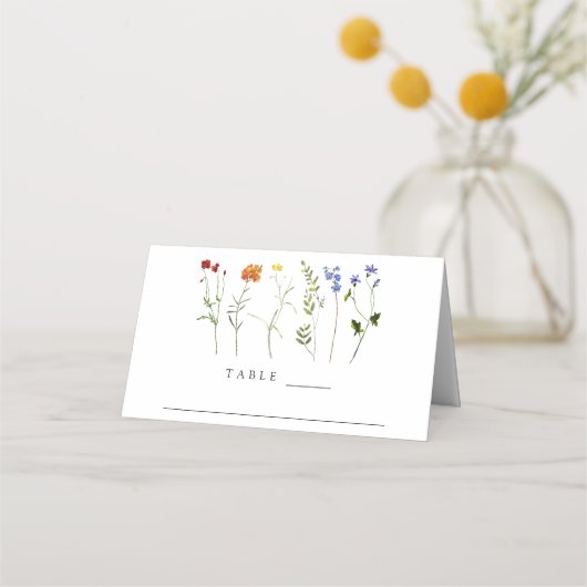 Minimale Wildflower LGBTQ Gay Pride Bloemenbruilof Plaatskaartje (Voorkant)