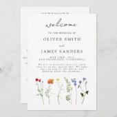 Minimale Wildflower LGBTQ Gay Pride Bloemenbruilof Programmakaart (Voorkant / Achterkant)