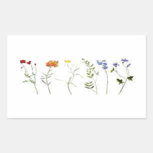 Minimale Wildflower LGBTQ Gay Pride Bloemenbruilof Rechthoekige Sticker