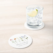 Minimale Wildflower LGBTQ Gay Pride Bloemenbruilof Ronde Kartonnen Onderzetter (Insitu)