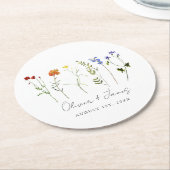 Minimale Wildflower LGBTQ Gay Pride Bloemenbruilof Ronde Kartonnen Onderzetter (Gebogen)