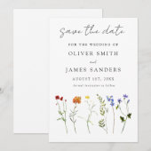 Minimale Wildflower LGBTQ Gay Pride Bloemenbruilof Save The Date (Voorkant / Achterkant)