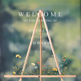 Minimale Wildflower Wedding Acryl Bord