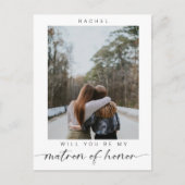 Minimale Will you be my Matron of Honor Photo Chic Briefkaart (Voorkant)