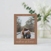 Minimale Will you be my Matron of Honor Photo Chic Briefkaart (Staand voorkant)