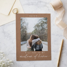 Minimale Will you be my Matron of Honor Photo Chic Briefkaart