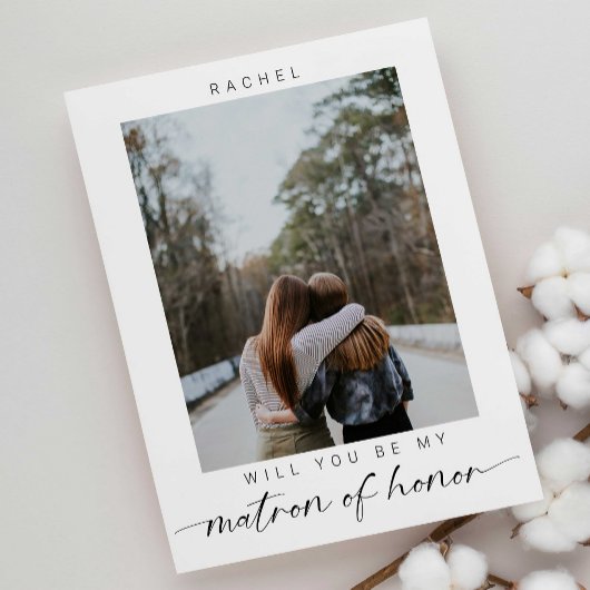 Minimale Will you be my Matron of Honor Photo Chic Briefkaart