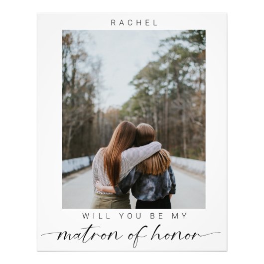Minimale Will you be my Matron of Honor Photo Chic Foto Afdruk (Voorkant)