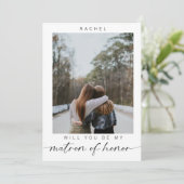 Minimale Will you be my Matron of Honor Photo Chic Kaart (Staand voorkant)