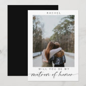 Minimale Will you be my Matron of Honor Photo Chic Kaart (Voorkant / Achterkant)