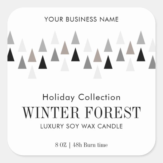 Minimale Winter Grijze Witte Kaars Etiket Verpakki (Voorkant)