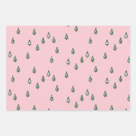 Minimale winterpine bosroze inpakpapier vel (Voorkant 3)