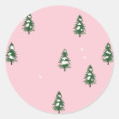 Minimale winterpine bosroze ronde sticker (Voorkant)