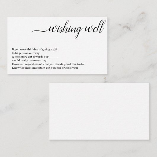 Minimale wishingputkaart - Uitnodiging voor wedden Informatiekaartje (Voorkant / Achterkant)