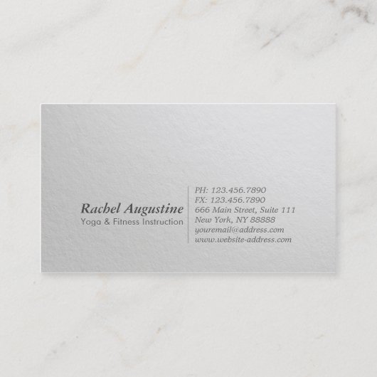 Minimale Wit- en Goudingegraveerde tekst Yoga-inst Visitekaartje (Achterkant)