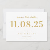 Minimale wit goud chique trouwdatum niet-foto save the date (Voorkant)