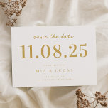 Minimale wit goud chique trouwdatum niet-foto save the date<br><div class="desc">Personaliseer deze minimale chique ontwerp bruiloft bewaar de datum met al uw details.</div>