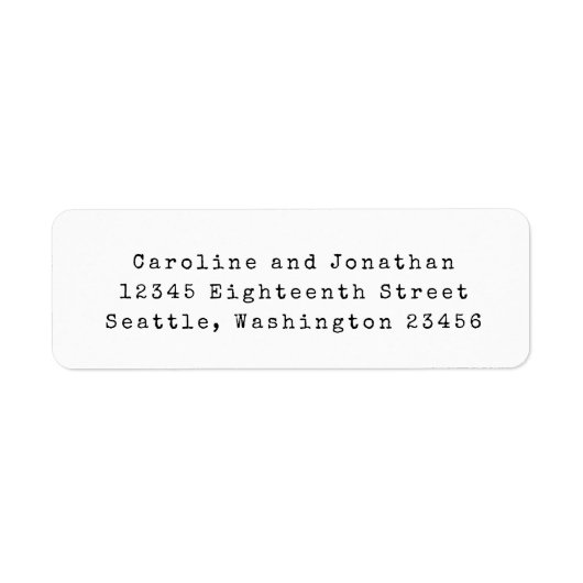 Minimale Wit Retro Type writer Font Return-adres Etiket (Voorkant)