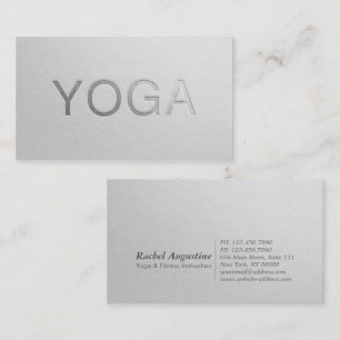 Minimale Wit Zilver Ingegraveerde Tekst Yoga Instr Visitekaartje