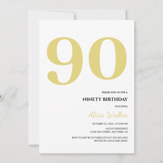 Minimale witgouden typografie Verjaardag Kaart (Voorkant)