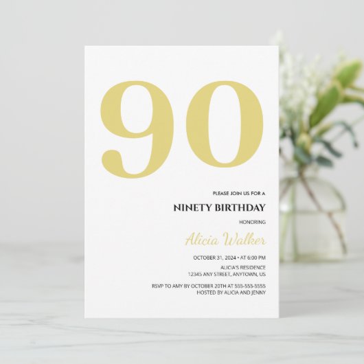 Minimale witgouden typografie Verjaardag Kaart (Staand voorkant)