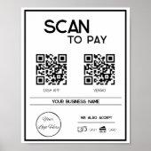 Minimale witte 2 QR codes zakelijke scan te betale Poster (Voorkant)