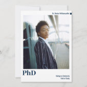 Minimale witte blauwe foto PhD afstuderen Aankondiging (Voorkant)