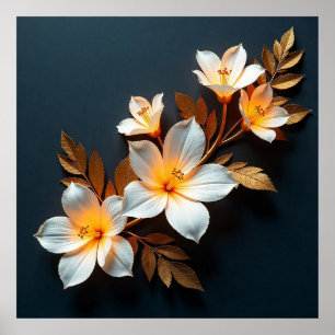 Minimale Witte Bloesem Sprig Botanische Kalme Natu Poster