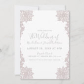 Minimale witte blush bloemenkant elegante bruiloft kaart (Voorkant)