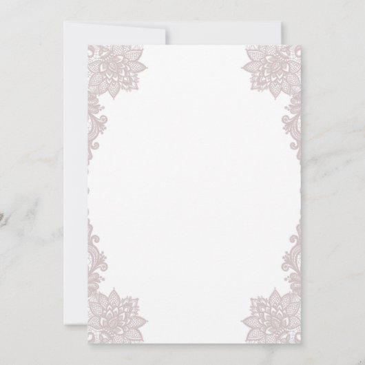 Minimale witte blush bloemenkant elegante bruiloft kaart (Achterkant)