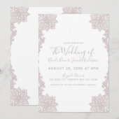 Minimale witte blush bloemenkant elegante bruiloft kaart (Voorkant / Achterkant)