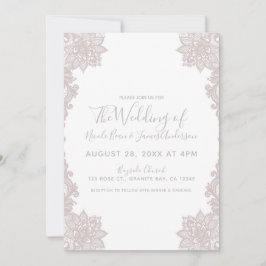 Minimale Witte Blush Bloemrijke Kant Elegante Trou Kaart