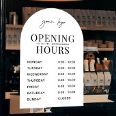 Minimale witte boog zakelijk logo openingstijden raamsticker