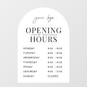 Minimale witte boog zakelijk logo openingsuren raamsticker (Vel)