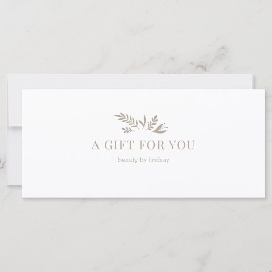 Minimale witte botanische QR-code cadeaubonnen (Voorkant)