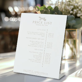 Minimale Witte Botanische Salon Prijslijst Reclamebord Met Voetstuk