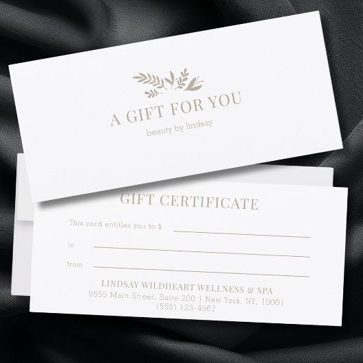 Minimale Witte Botanische Zakelijke Cadeaucertific